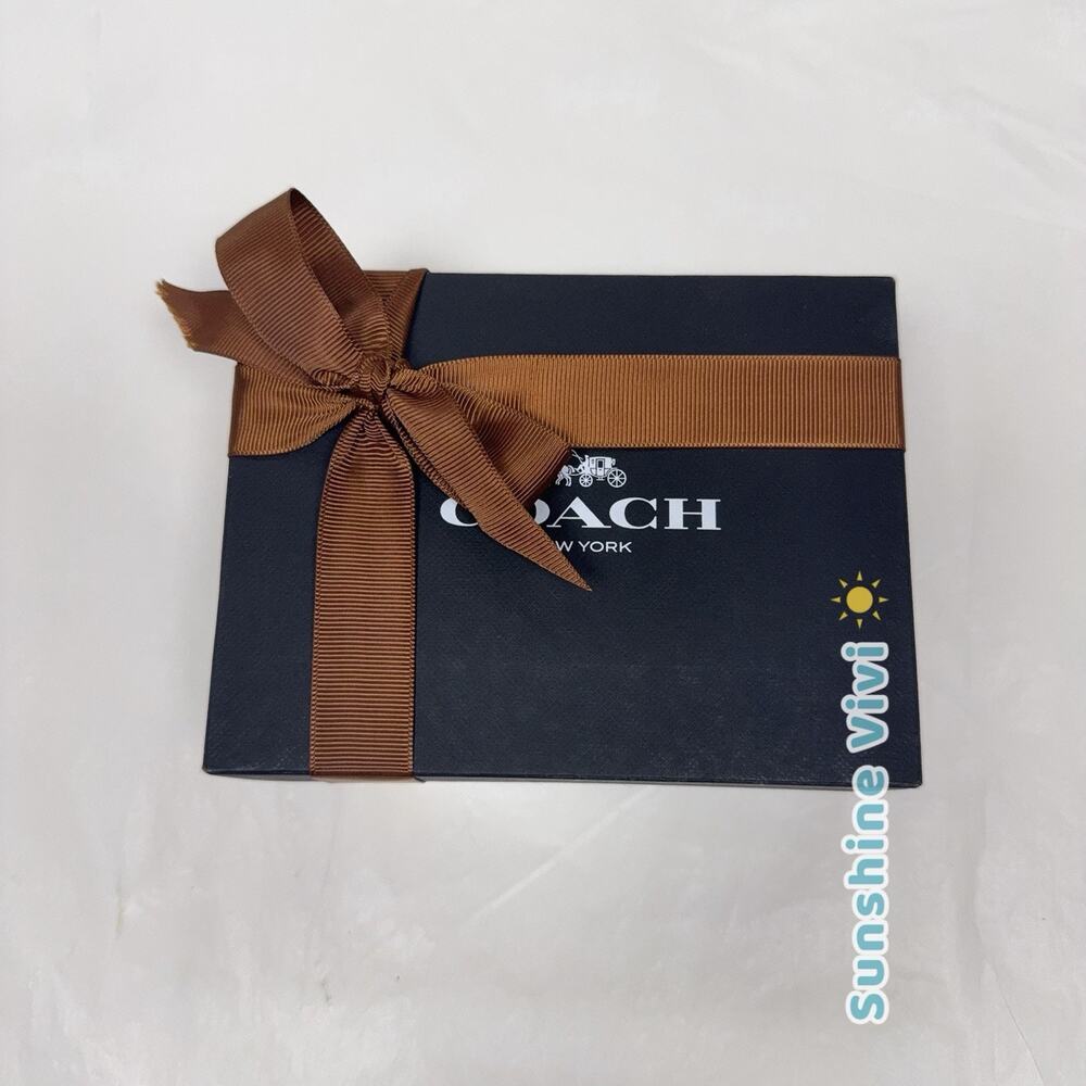 NEW Coach 6.5”X 4.5”X 2" Black Empty Small Wallet Gift Box with riband
